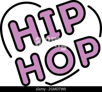 Love heart hip hop icon. Outline love heart hip hop vector icon color flat isolated Stock Vector