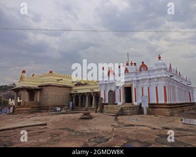 carving at chandragiri hills jain temple hassan karnataka Stock Photo