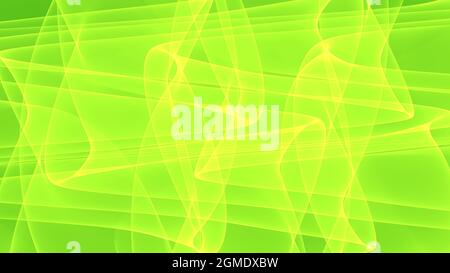 Abstract background 4k green yellow light dark black waves and lines Stock Photo