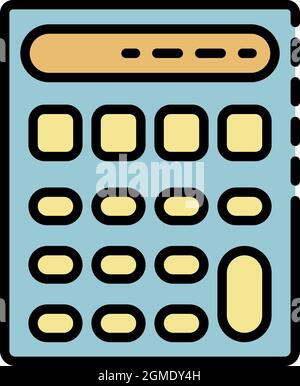 Calculator icon. Outline calculator vector icon color flat isolated Stock Vector