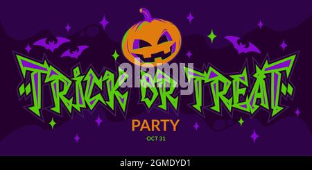 Halloween Hand-drawn Lettering Trick Or Treat Typography Design For Holiday Party Celebration Vector Art Stock Vector