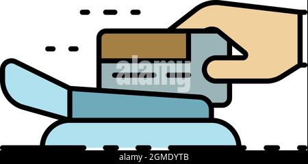 Pos terminal icon. Outline pos terminal vector icon color flat isolated Stock Vector