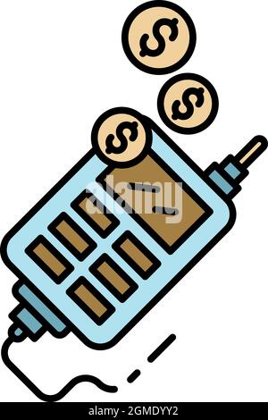 Cable payment terminal icon. Outline cable payment terminal vector icon color flat isolated Stock Vector