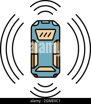 Intelligent car icon. Outline intelligent car vector icon color flat isolated Stock Vector