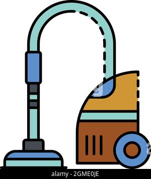Dry vacuum cleaner icon. Outline dry vacuum cleaner vector icon color flat isolated Stock Vector