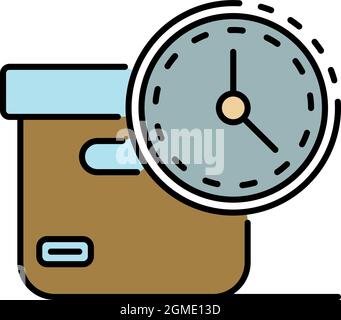 Fast parcel delivery icon. Outline fast parcel delivery vector icon color flat isolated Stock Vector