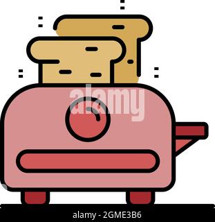House toaster icon. Outline house toaster vector icon color flat isolated Stock Vector