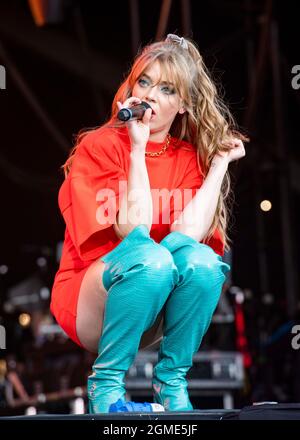 Newport, Isle of Wight, UK, Friday, 17th September 2021 Becky Hill performs live at the Isle of Wight festival Seaclose Park. Credit: DavidJensen / Empics Entertainment / Alamy Live News