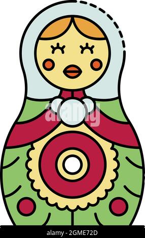 Nesting doll icon. Outline nesting doll vector icon color flat isolated Stock Vector