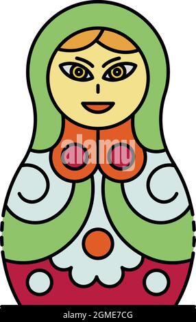 Traditional nesting doll icon. Outline traditional nesting doll vector icon color flat isolated Stock Vector