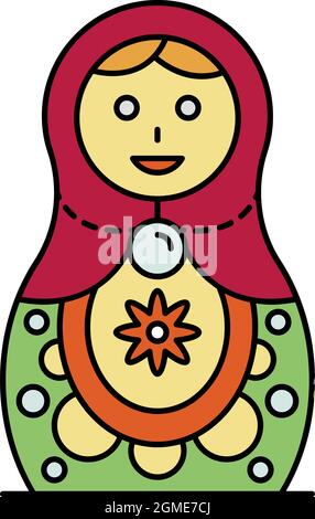 Culture nesting doll icon. Outline culture nesting doll vector icon color flat isolated Stock Vector
