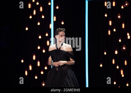 San Sebastian, Spain. 17th Sep, 2021. Actress Marion Cotillard attends the opening ceremony of the 69th San Sebastian Film Festival in San Sebastian, Spain, on Sept. 17, 2021. The 69th San Sebastian Film Festival kicked off on Friday. Credit: Meng Dingbo/Xinhua/Alamy Live News Stock Photo
