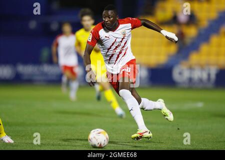 Alcorcon, Spain. 17th Sep, 2021. Umar Sadiq (Almeria) Football/Soccer : Spanish 'La Liga Smartbank' match between AD Alcorcon 0-4 UD Almeria at the Estadio Municipal Santo Domingo in Alcorcon, Spain . Credit: Mutsu Kawamori/AFLO/Alamy Live News Stock Photo