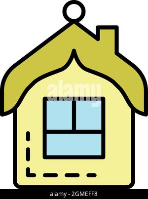 House tree toy icon. Outline house tree toy vector icon color flat isolated Stock Vector