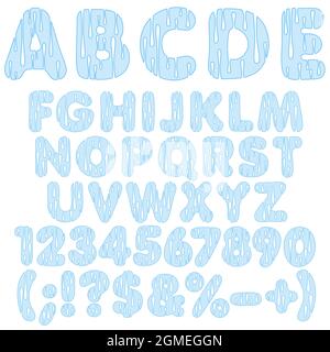 Alphabet, letters, numbers and signs from drops of water. Isolated vector objects on white background. Stock Vector