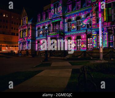 Halifax City Hall National Historic Site of Canada dawned with christams lights at night Stock Photo