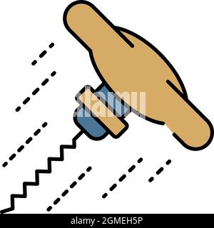 Corkscrew icon. Outline corkscrew vector icon color flat isolated Stock Vector