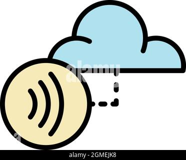 Nfc cloud data icon. Outline nfc cloud data vector icon color flat isolated Stock Vector