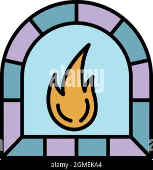 Potter oven icon. Outline potter oven vector icon color flat isolated Stock Vector