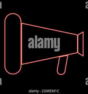 Neon loud speaker or megaphone red color vector illustration flat style light image Stock Vector