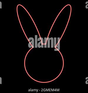 Neon hare or rabbit head red color vector illustration flat style light image Stock Vector