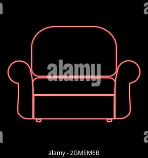 Neon armchair red color vector illustration flat style light image Stock Vector