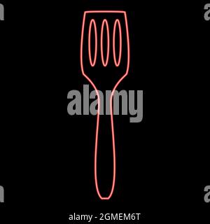 Neon kitchen spatula red color vector illustration flat style light image Stock Vector