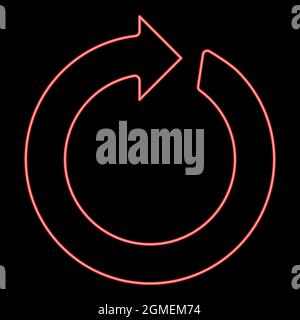 Neon circle arrow red color vector illustration flat style light image Stock Vector