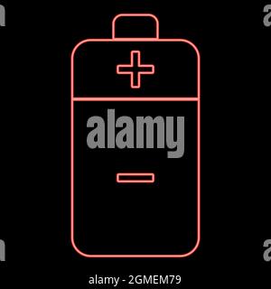 Neon battery red color vector illustration flat style light image Stock Vector
