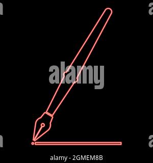 Neon pen red color vector illustration flat style light image Stock Vector
