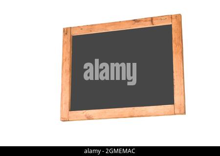Wooden chalkboard cut out on white background Stock Photo