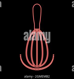 Neon whisk red color vector illustration flat style light image Stock Vector