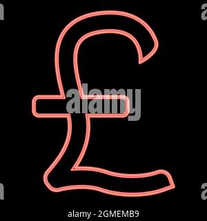 Neon pound sterling red color vector illustration flat style light image Stock Vector
