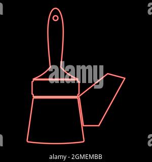 Neon paint brush red color vector illustration flat style light image Stock Vector
