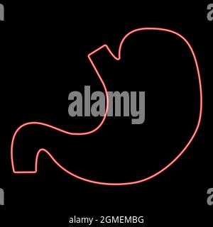 Neon stomach red color vector illustration flat style light image Stock Vector