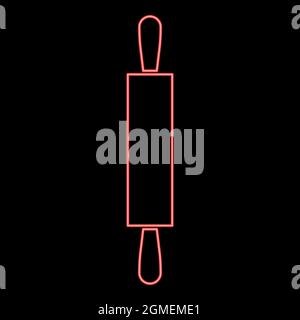 Neon rolling pin red color vector illustration flat style light image Stock Vector
