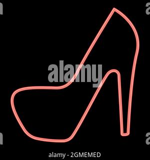 Neon woman shoes red color vector illustration flat style light image Stock Vector