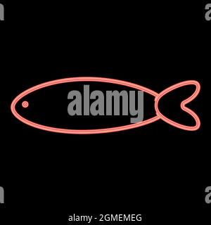 Neon fish red color vector illustration flat style light image Stock Vector