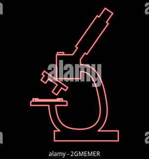 Neon microscope red color vector illustration flat style light image Stock Vector
