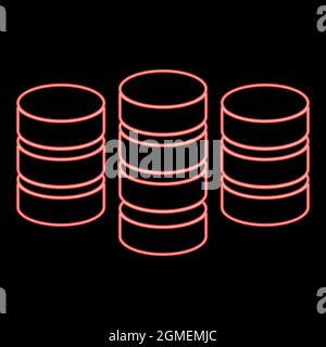 Neon coins or fish stack red color vector illustration flat style light image Stock Vector