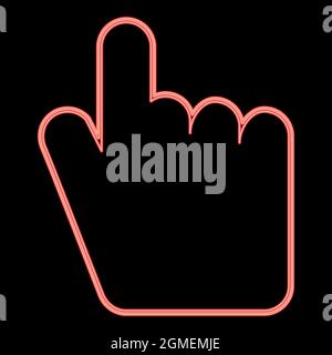 Neon point hand red color vector illustration flat style light image Stock Vector