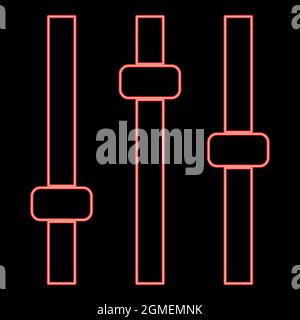 Neon control panel red color vector illustration flat style light image Stock Vector