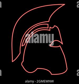 Neon spartan helmet red color vector illustration flat style light image Stock Vector
