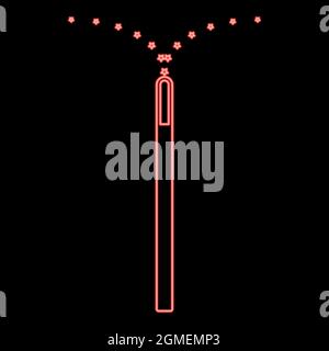 Neon magic wand red color vector illustration flat style light image Stock Vector