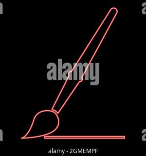 Neon art paint brush red color vector illustration flat style light image Stock Vector