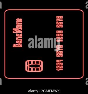 Neon inserting credit card red color vector illustration flat style light image Stock Vector