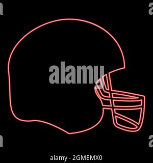 Neon american football helmet red color vector illustration flat style light image Stock Vector