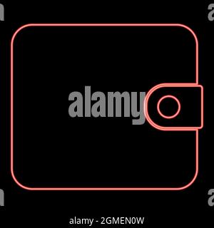 Neon change purse red color vector illustration flat style light image Stock Vector