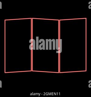 Neon map red color vector illustration flat style light image Stock Vector
