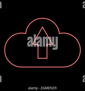 Neon cloud service red color vector illustration flat style light image Stock Vector